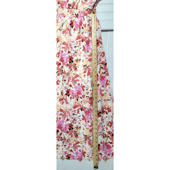 Frye & Co Pink & Red Floral Summer Dress Capped Sleeves Women's Size 2X Midi - Picture 11 of 14